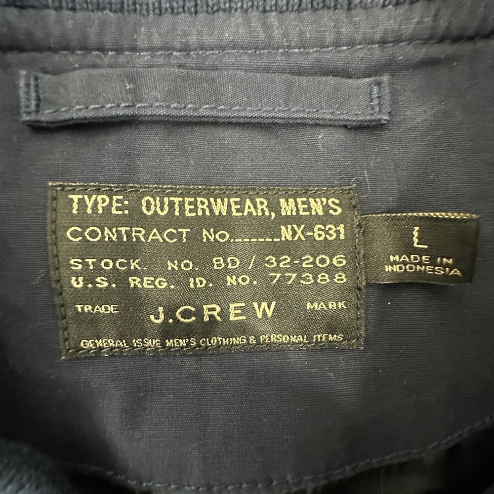 J.Crew Bomber Jacket Mens Large Navy Blue Military Style J5280 Cotton Full Zip - Picture 5 of 9